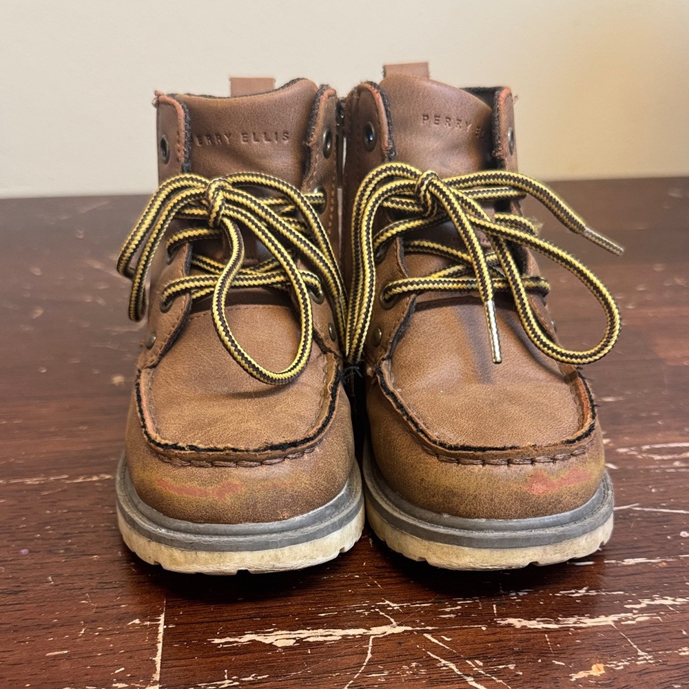 Perry Ellis Kids' Tan Boots with Yellow Laces